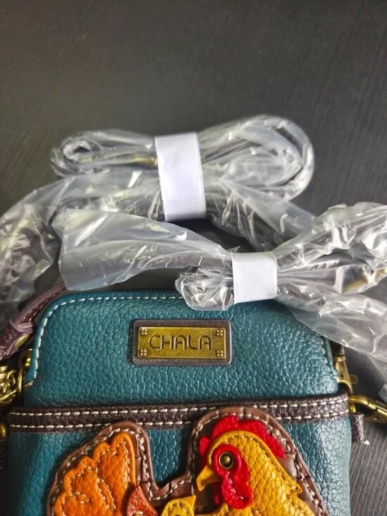 Chala Hen with Chicks Convertible Cellphone Crossbody/Purse/Pouch Turquoise NWT - Picture 6 of 7